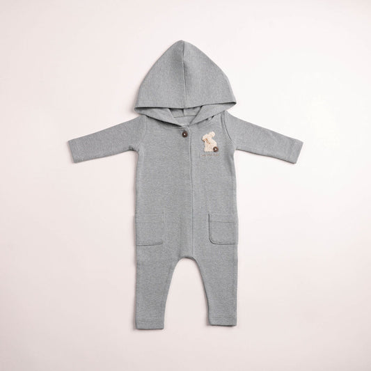 Bee & Dee Fuzzy Bunny Santorini Blue Hooded Romper