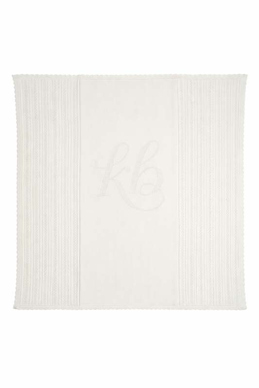 Pointelle Knit White Blanket