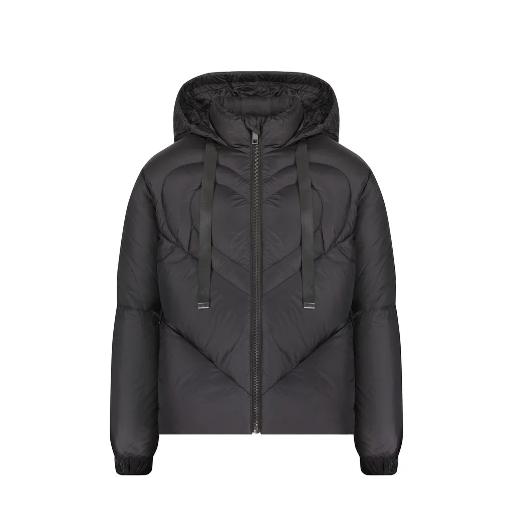 Girls Black Coat With Heart Quilting