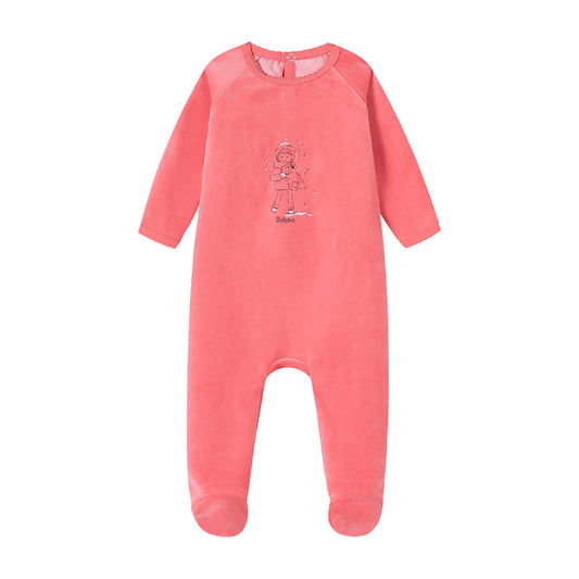 Girl In Snow Pink Velour Footie