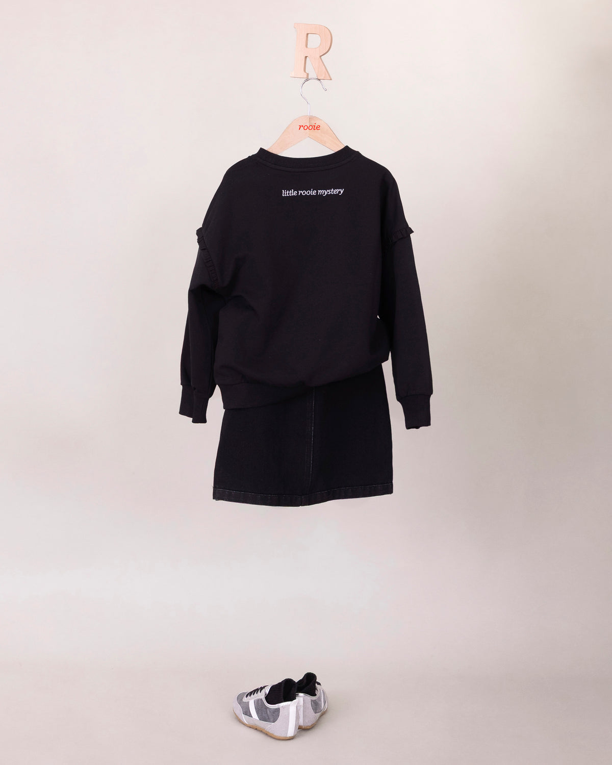 Girls Black Ruffle Sweatshirt