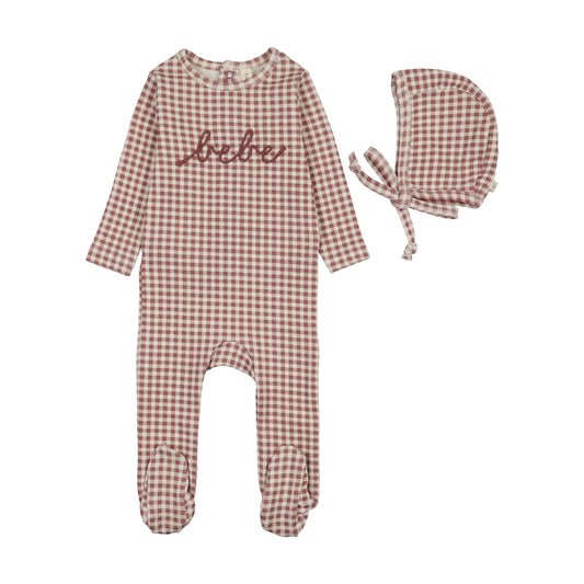 Gingham Bebe Mauve Footie Set