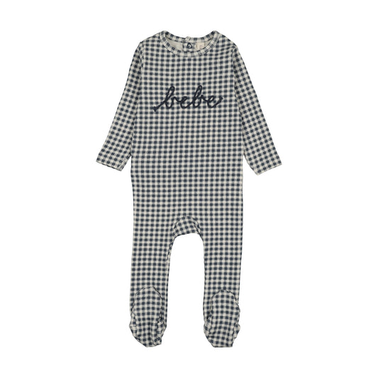 Gingham Bebe Off Navy Footie