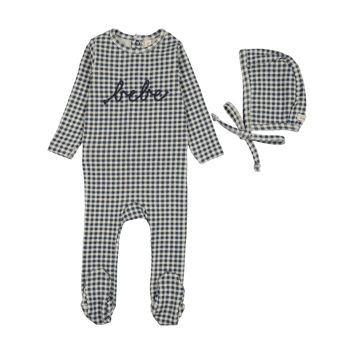 Gingham Bebe Off Navy Footie Set