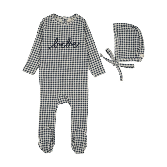 Gingham Bebe Off Navy Footie Set