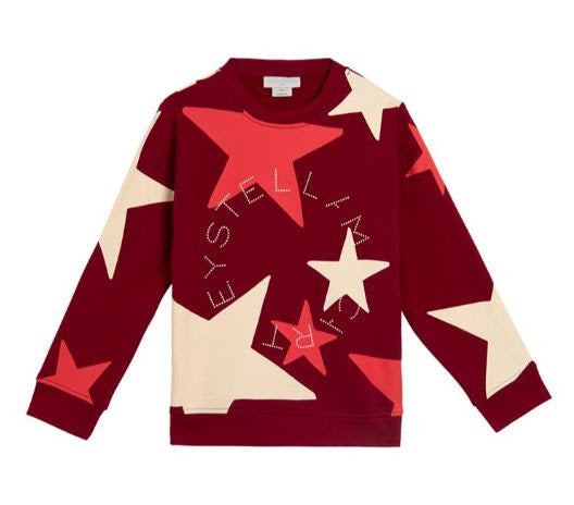 Girl Stars Burgundy Sweatshirt with Logo Disk Print