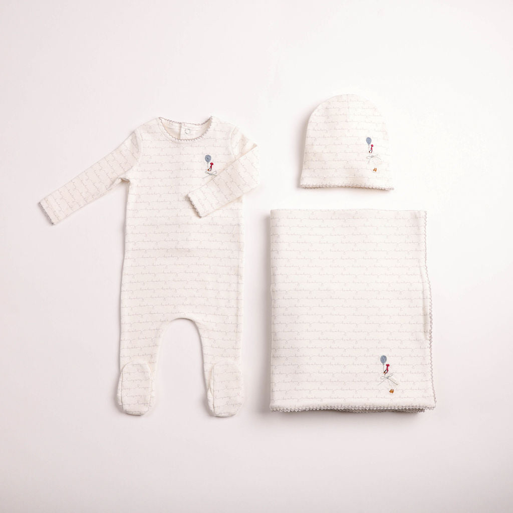 Bee & Dee Goose On Script Linen Boys Footie Set