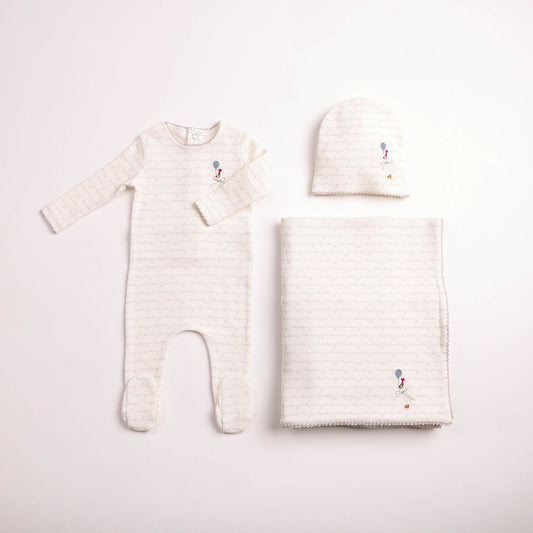 Bee & Dee Goose On Script Linen Boys Footie Set