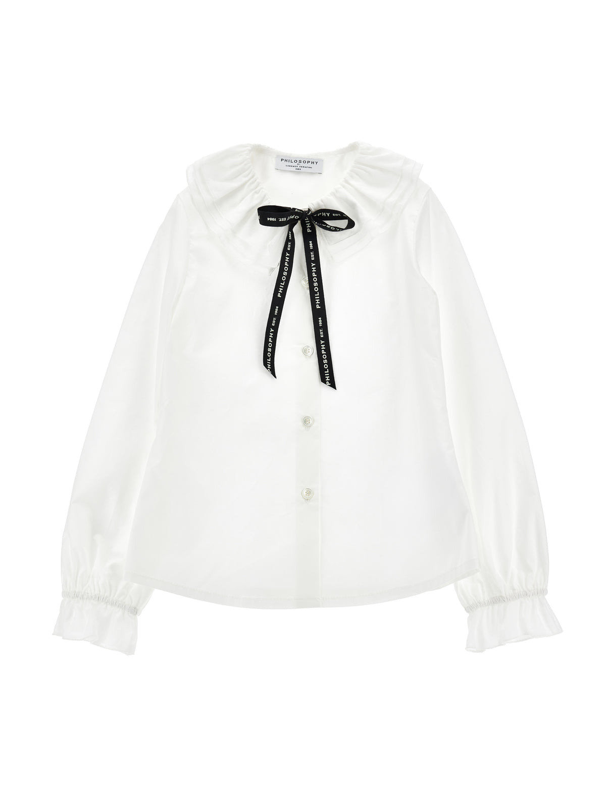 LOGO RIBBON TIE WHITE BLOUSE