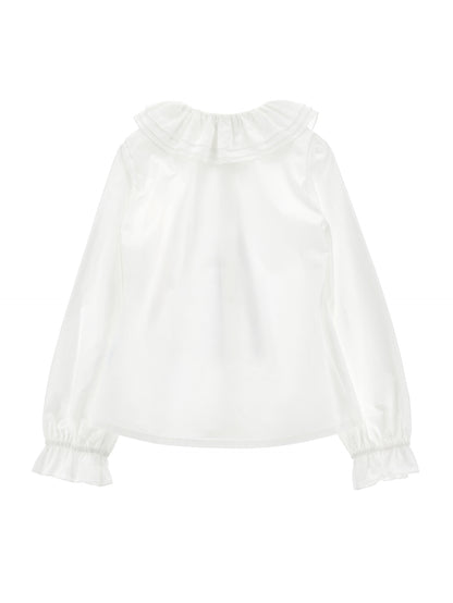 LOGO RIBBON TIE WHITE BLOUSE