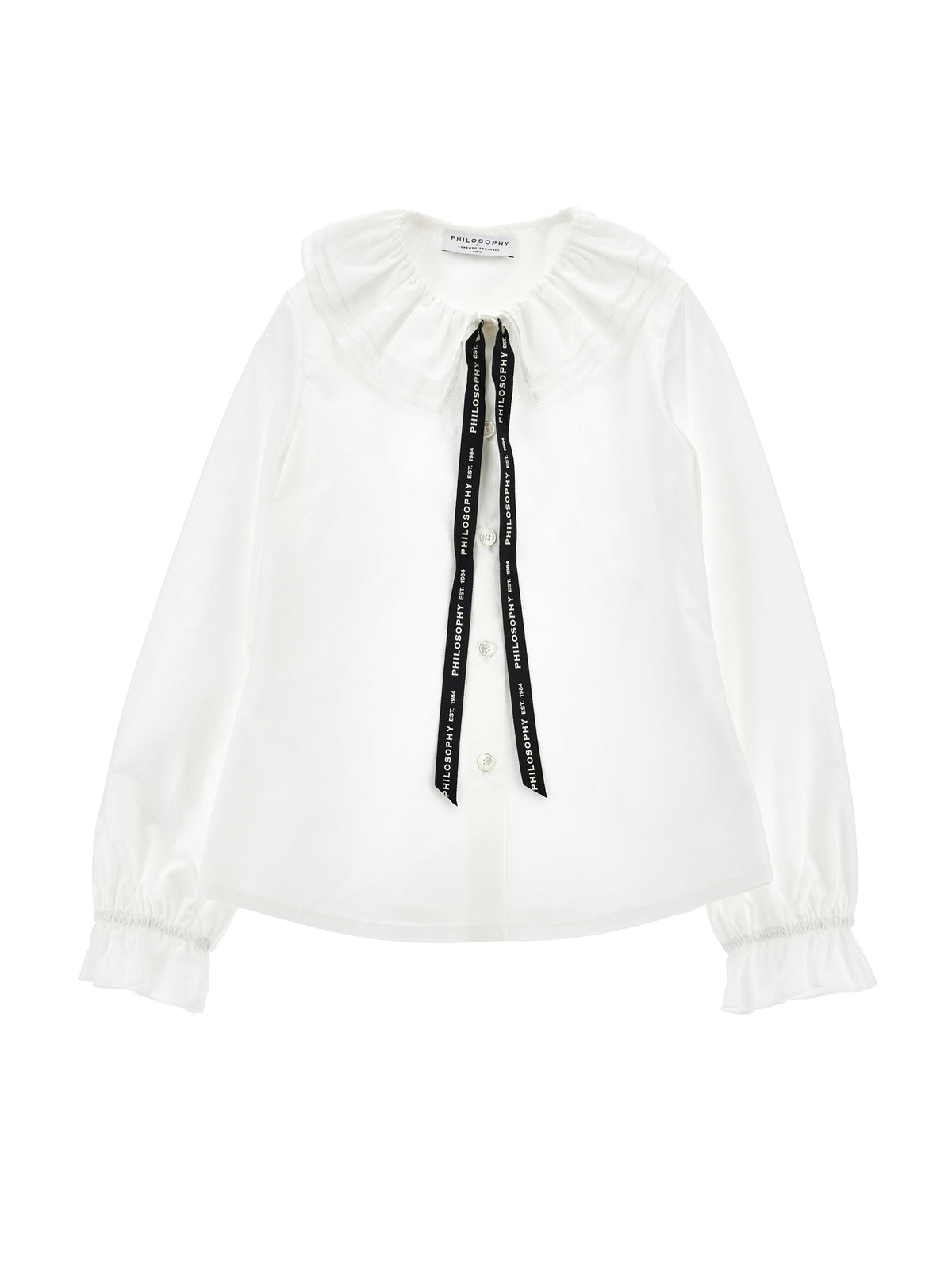 LOGO RIBBON TIE WHITE BLOUSE