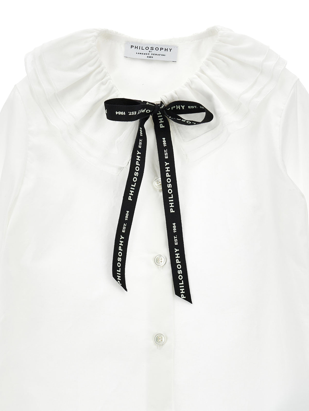 LOGO RIBBON TIE WHITE BLOUSE