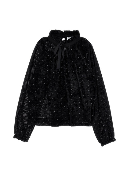 PHILOSOPHY STUDDED VELVET BLACK TOP