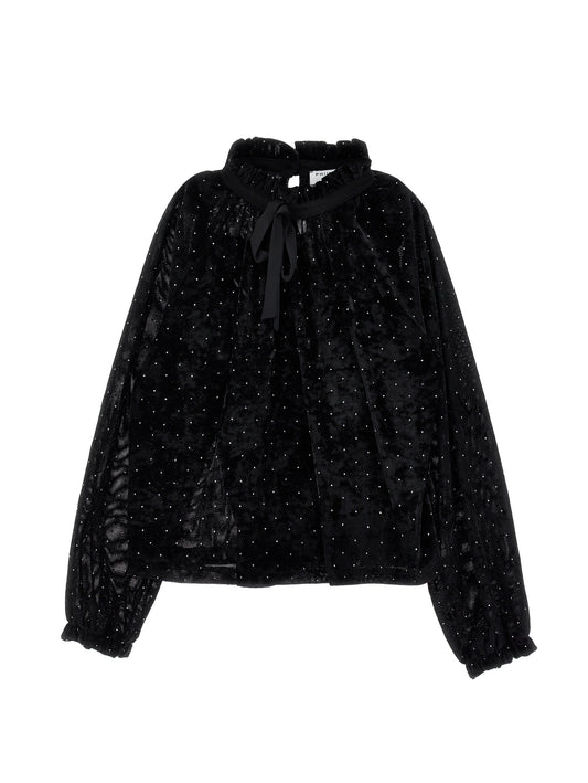 PHILOSOPHY STUDDED VELVET BLACK TOP
