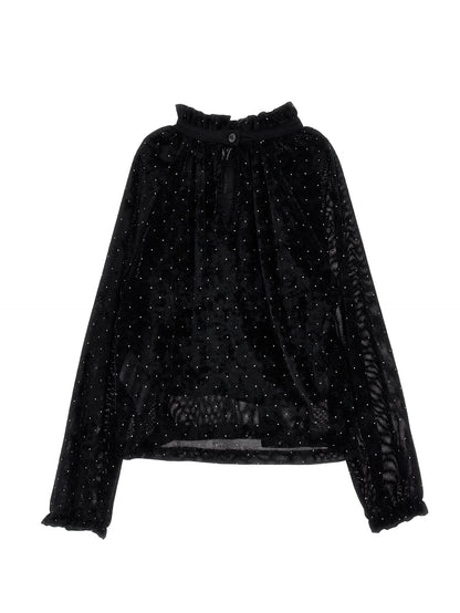 PHILOSOPHY STUDDED VELVET BLACK TOP