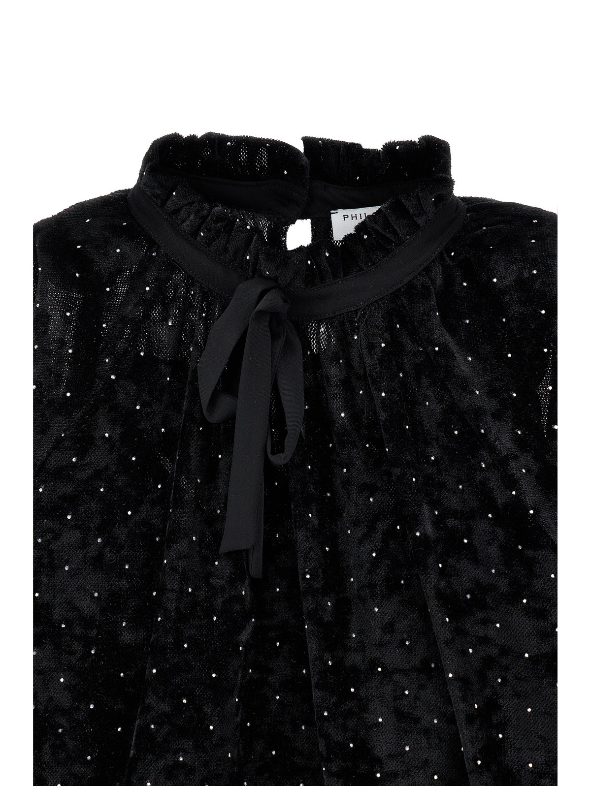 PHILOSOPHY STUDDED VELVET BLACK TOP