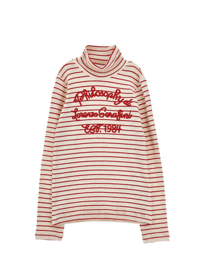 LOGO STRIPED GIRLS TURTLENECK