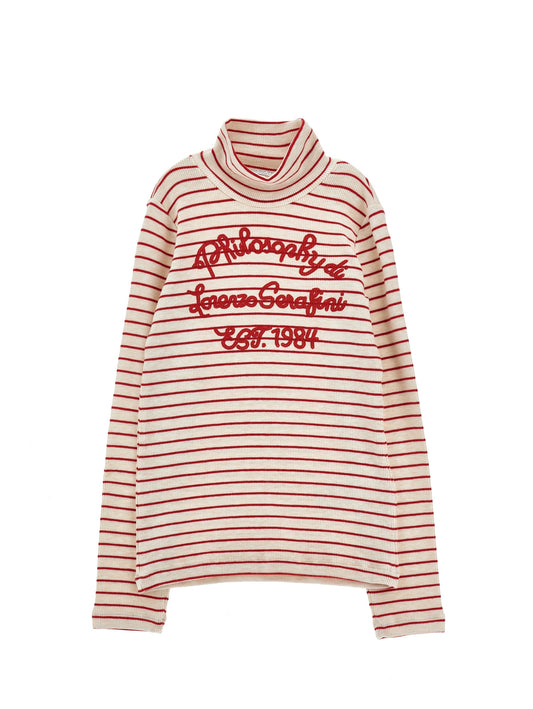 LOGO STRIPED GIRLS TURTLENECK