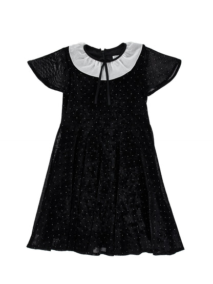 PHILOSOPHY STUDDED VELVET BLACK DRESS