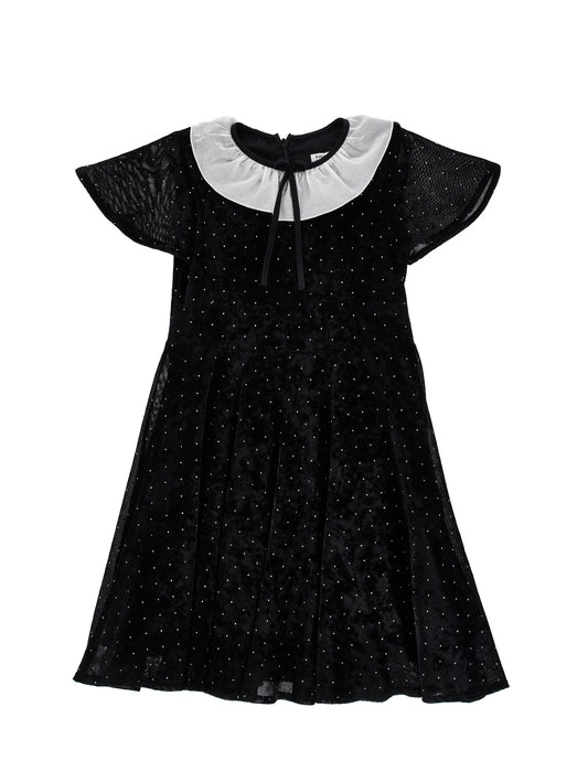 PHILOSOPHY STUDDED VELVET BLACK DRESS
