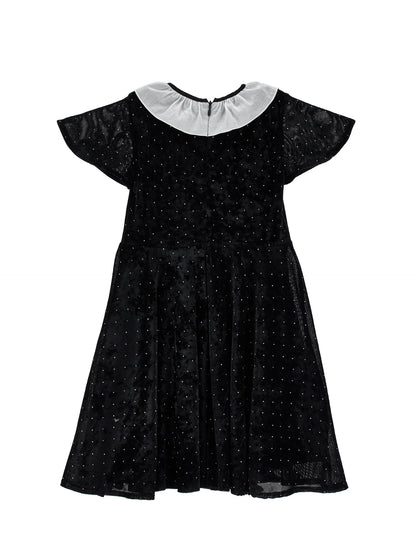PHILOSOPHY STUDDED VELVET BLACK DRESS