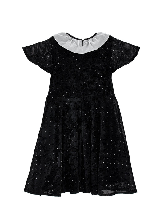 PHILOSOPHY STUDDED VELVET BLACK DRESS