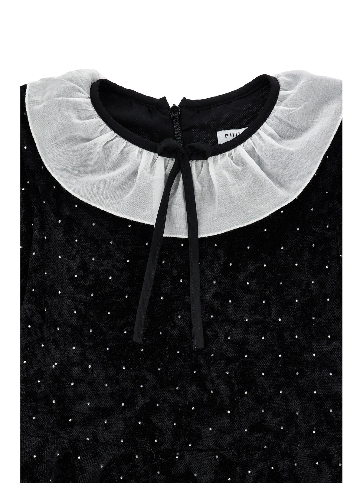 PHILOSOPHY STUDDED VELVET BLACK DRESS