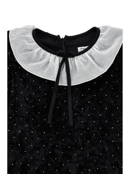 PHILOSOPHY STUDDED VELVET BLACK DRESS