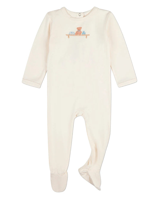 Bear On A Shelf Ivory-Blue Footie