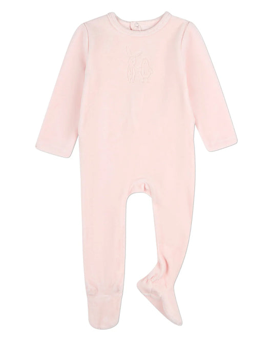 Bunny Meets Chic Velour Barely Pink Footie