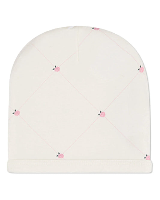 Rosettes and Stitching Pink Beanie