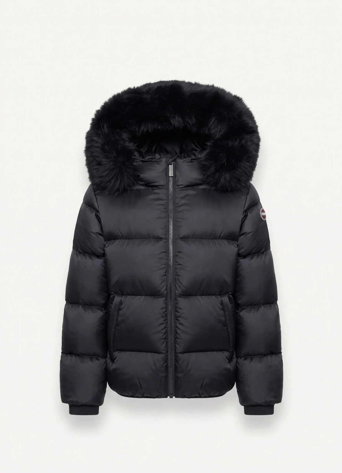 Girls Black Down Jacket with Fur