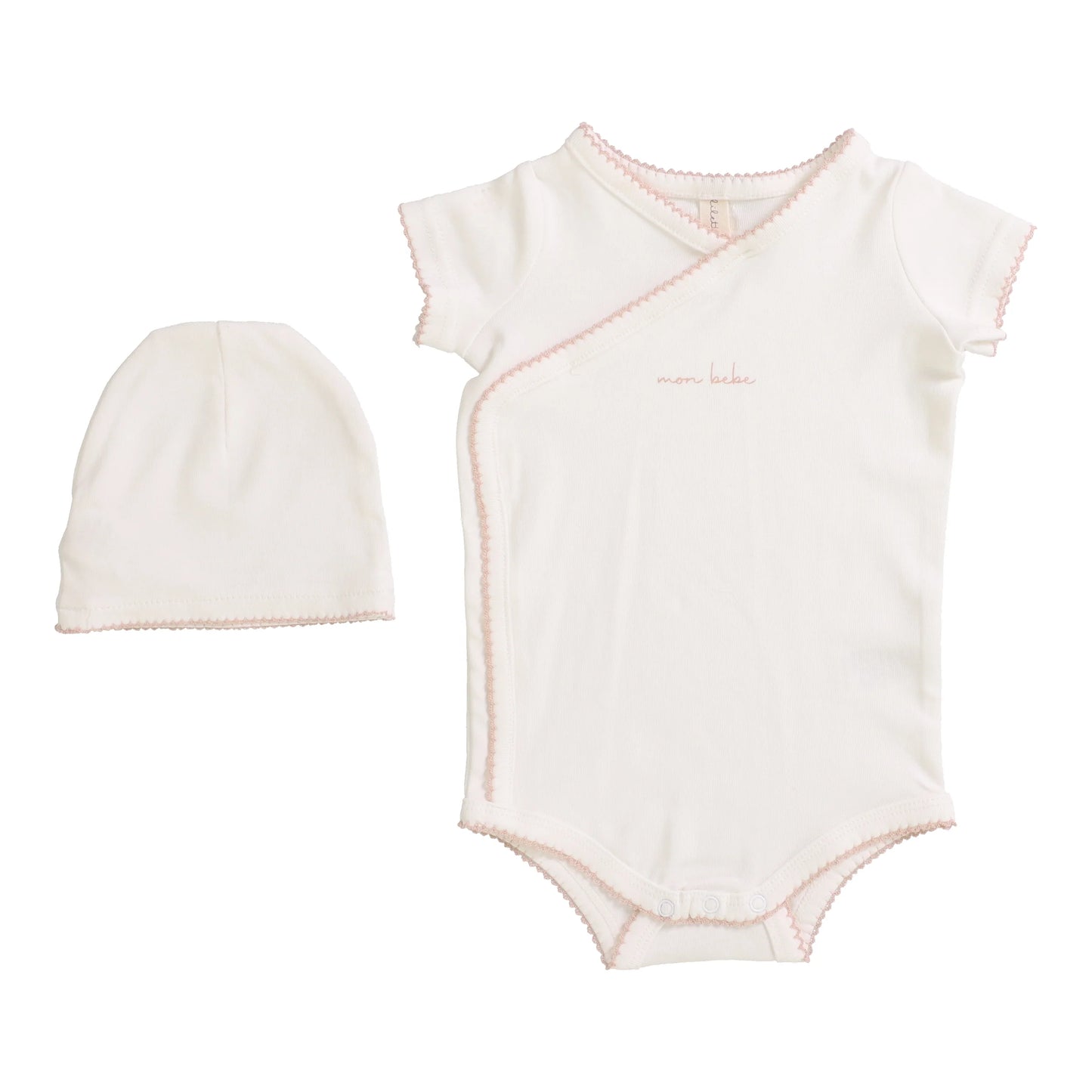 White/Blush Scalloped edge Onesie set