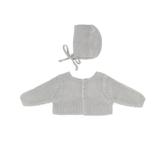 Light Blue Chunky knit Cardigan with bonnet