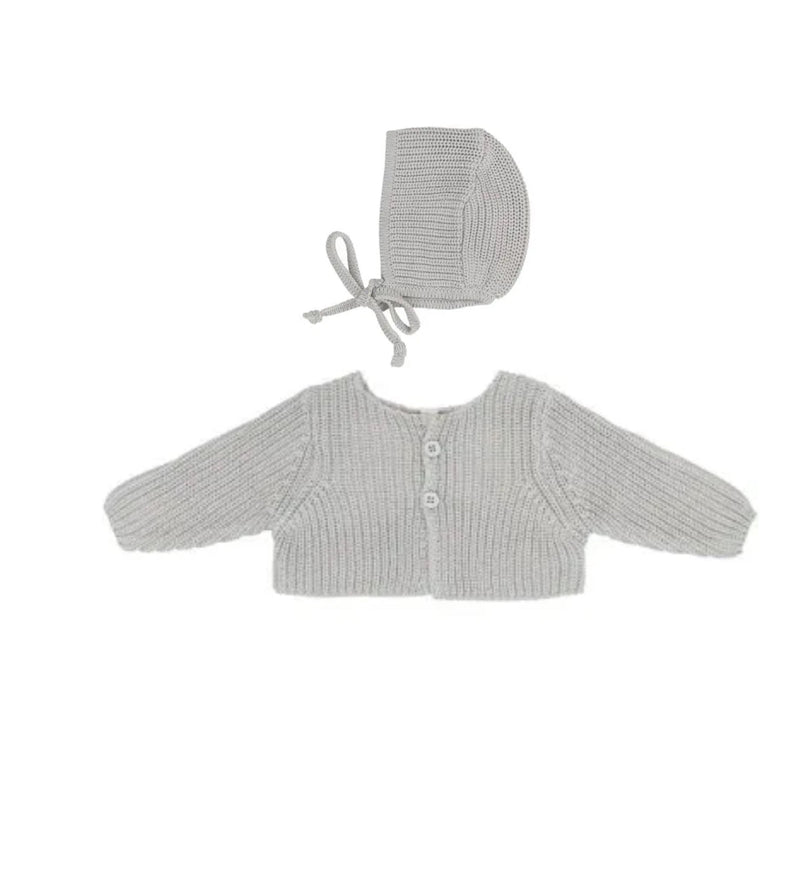 Light Blue Chunky knit Cardigan with bonnet