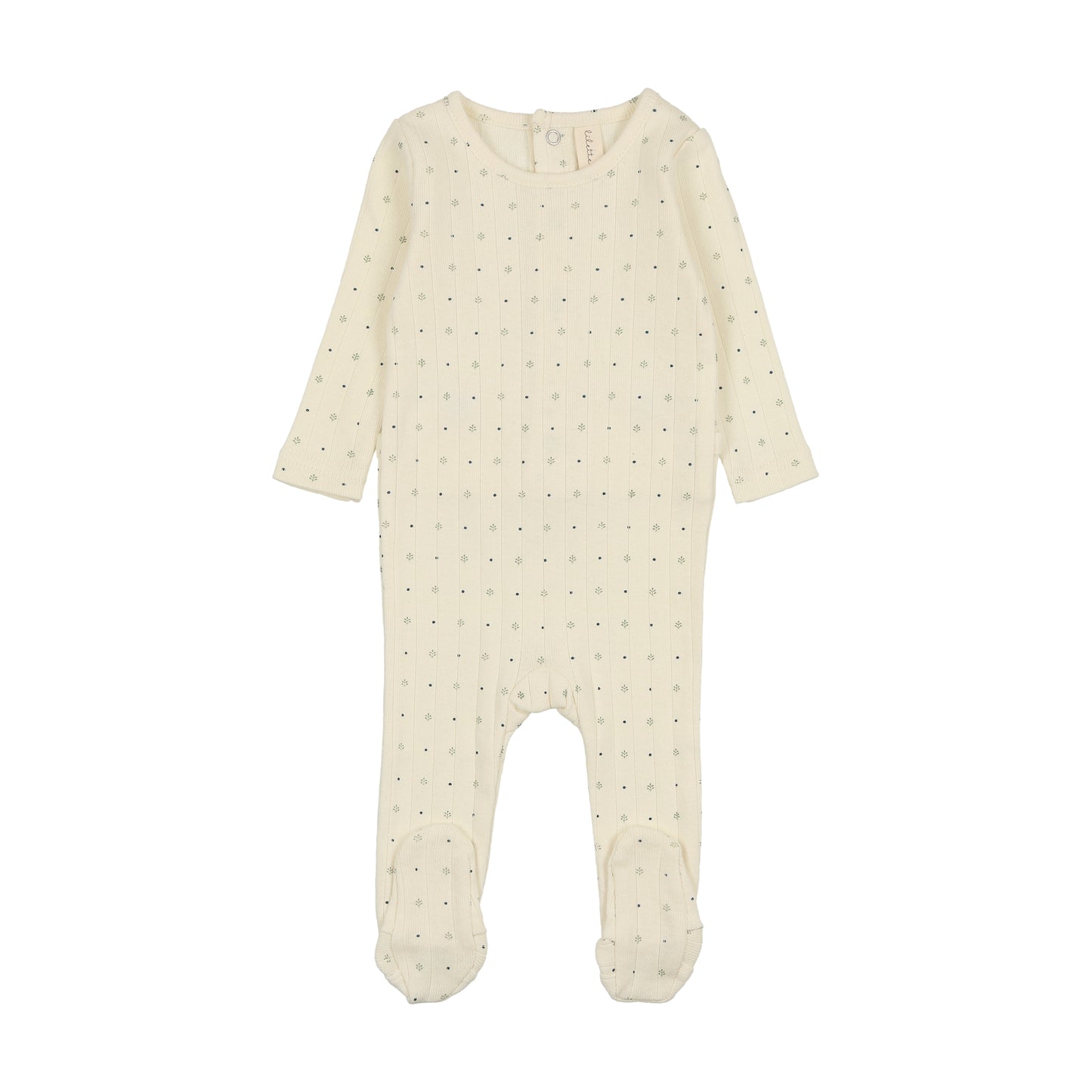 Ivory/Navy Dot Print Footie