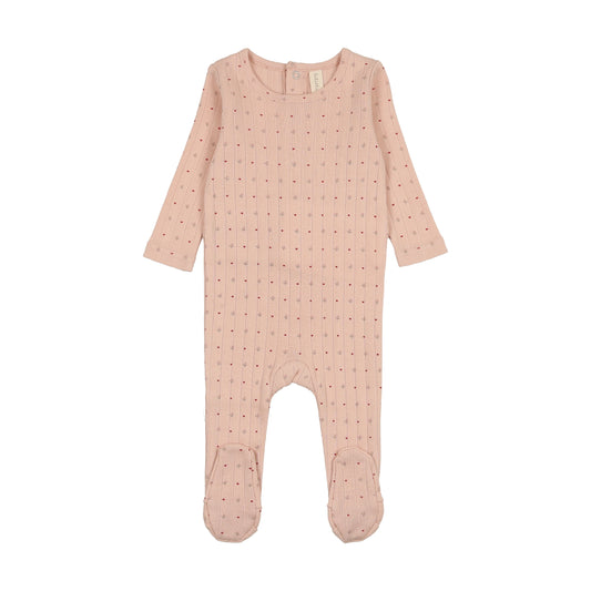 Shell Pink Dot Print Footie