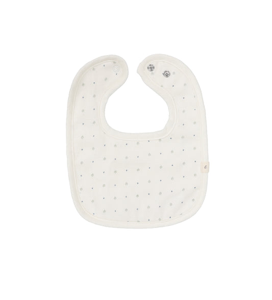 Ivory/Navy Dot Muslin- Terry bib