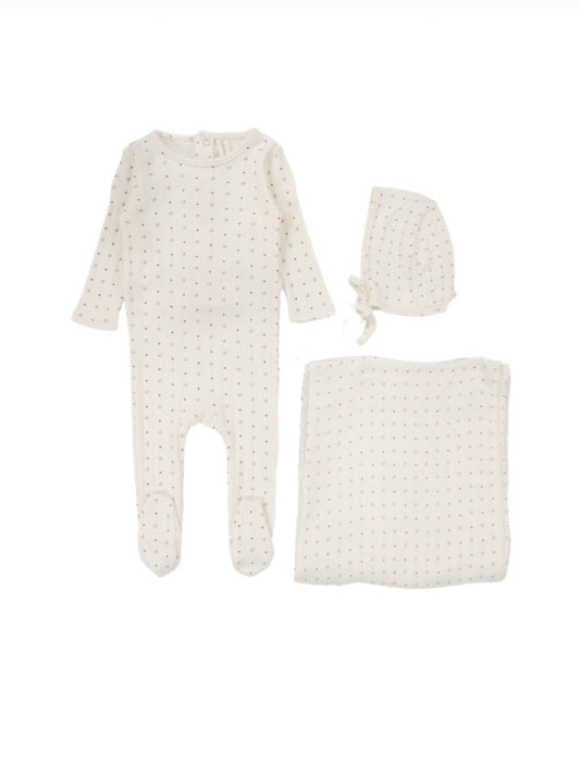 Ivory/Red Dot Print Set