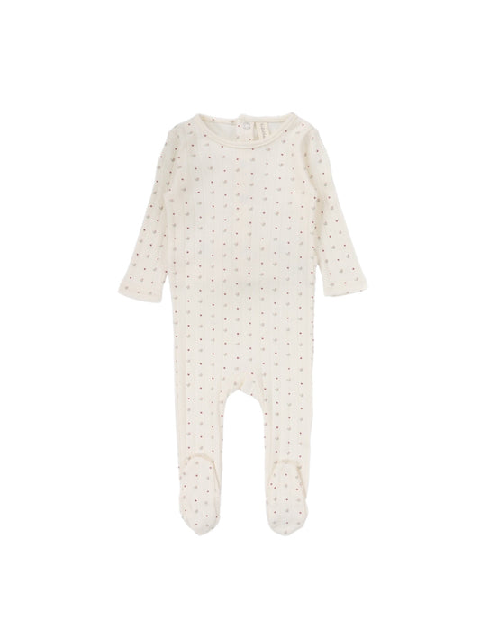 Ivory/Red Dot Print Footie