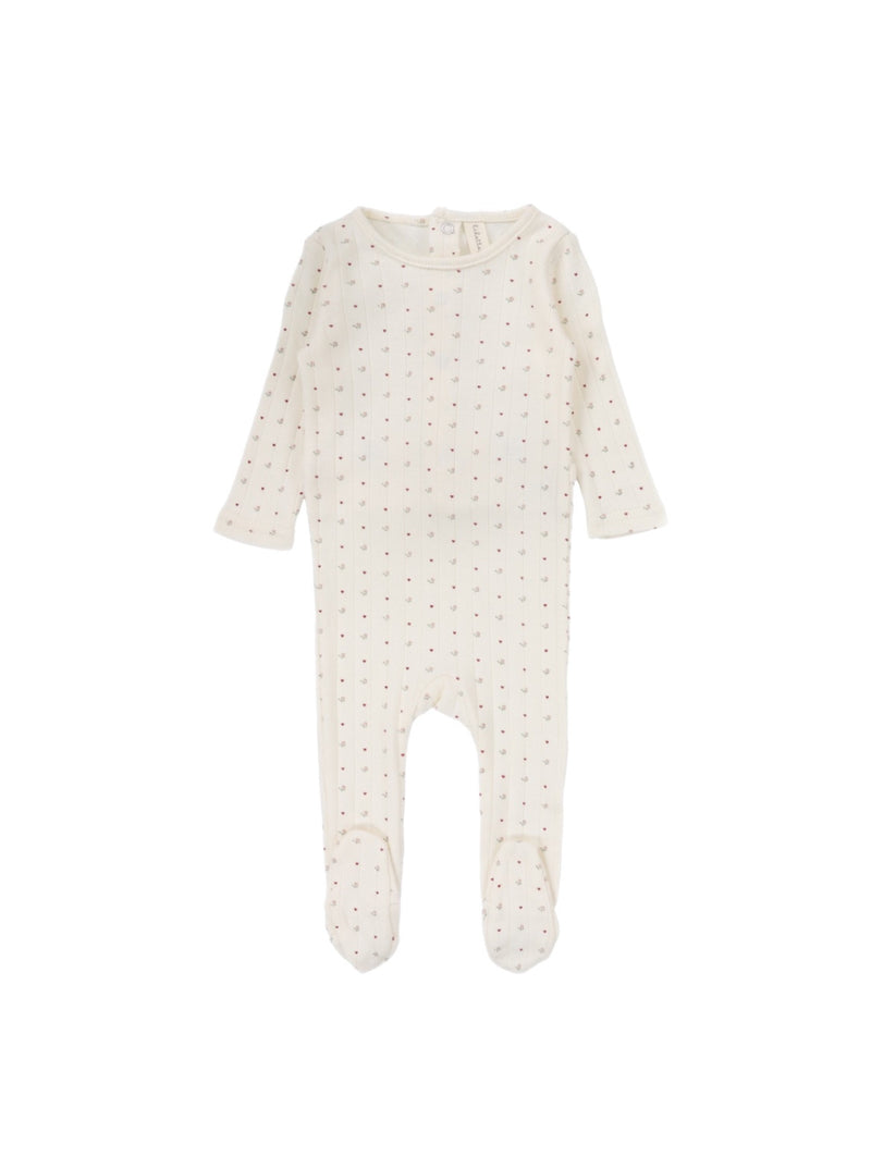 Ivory/Red Dot Print Footie