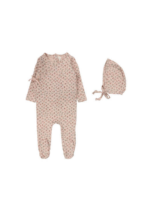 Rose/Floral Bouquet Footie With Bonnet