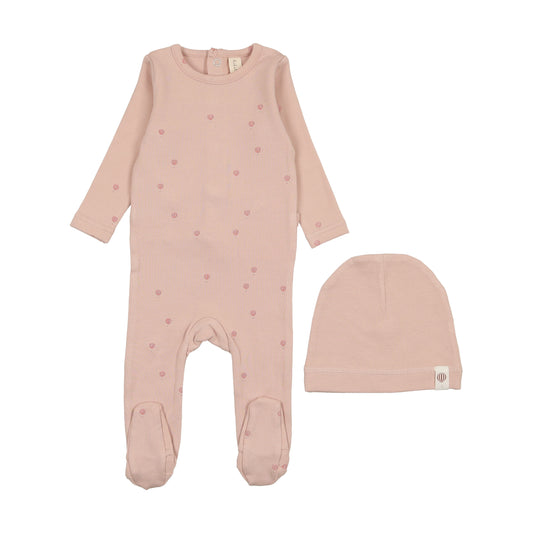 Peach all over hot air balloon Footie with Hat