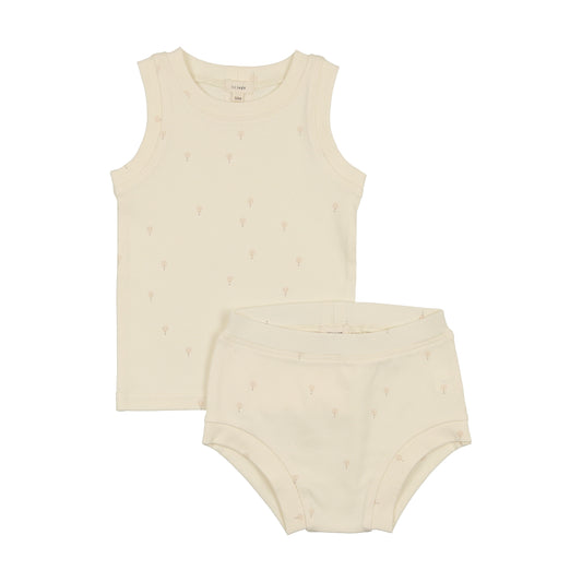Cream/Pink all around Hot air balloon SHORT Set