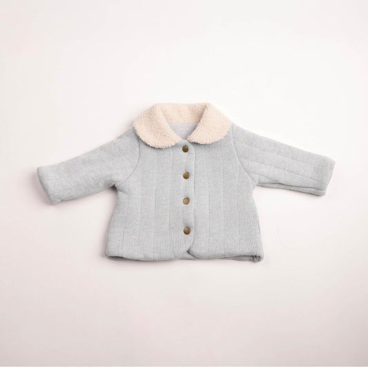Bee & Dee Sherpa Collar Baby Blue Knit Jacket