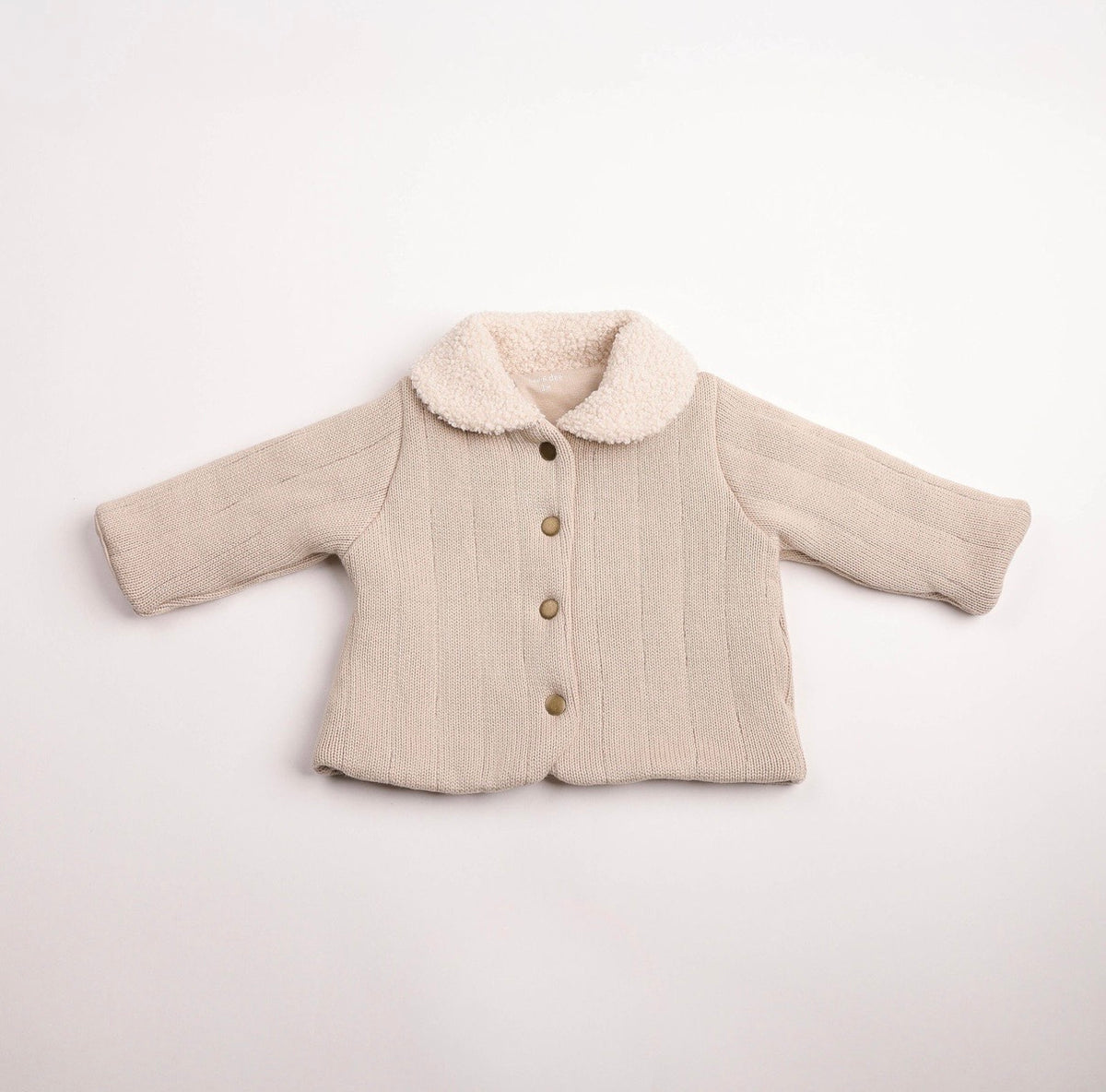 Bee & Dee Sherpa Collar Neutral Knit Jacket
