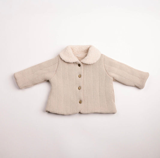 Bee & Dee Sherpa Collar Neutral Knit Jacket