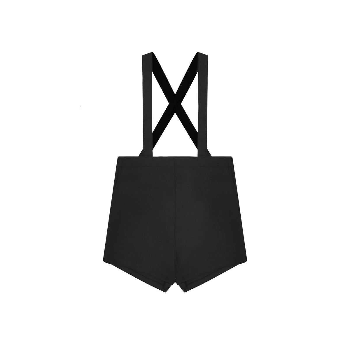 Boys Black Suspender Shorts
