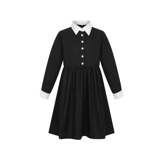 White Collared Black Dress