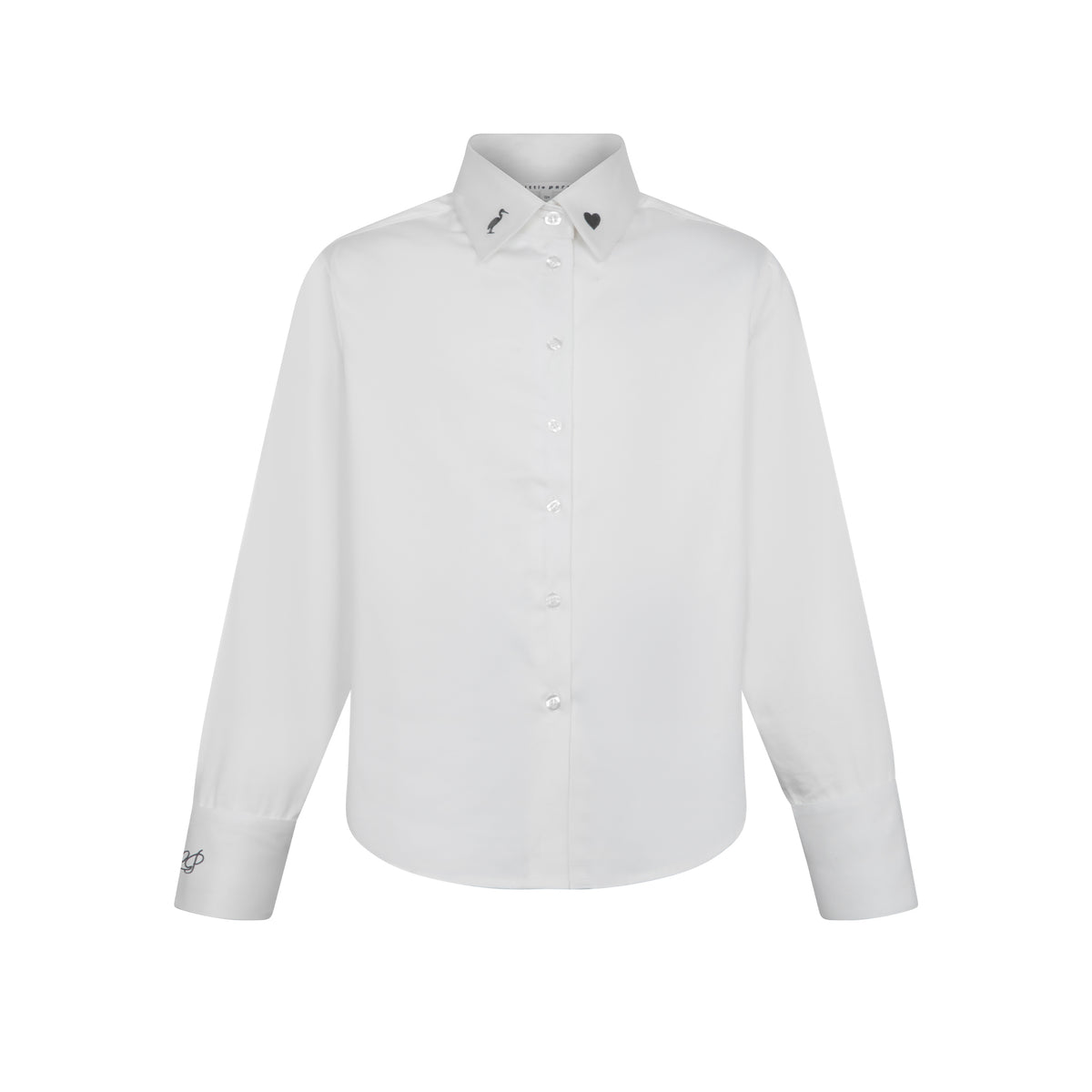 Teen's Elegant Embroidered White/Grey Shirt